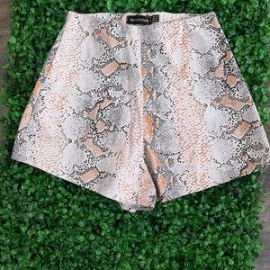 Faux leather snake skin shorts
